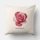 Personalized Red Rose Throw Pillow Elegant クッション (正面)