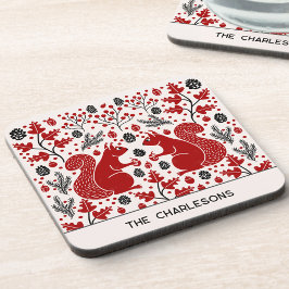Personalized Red Squirrels in the Forest コースター