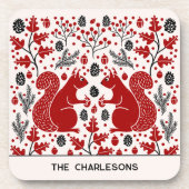 Personalized Red Squirrels in the Forest コースター (正面)