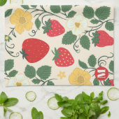 Personalized Red Strawberry Garden Fruit Tea Towel キッチンタオル (折り畳み)