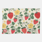 Personalized Red Strawberry Garden Fruit Tea Towel キッチンタオル (横)