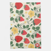 Personalized Red Strawberry Garden Fruit Tea Towel キッチンタオル (縦)