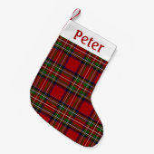 Personalized Red Tartan Christmas Stocking  スモールクリスマスストッキング (正面 (吊り時))