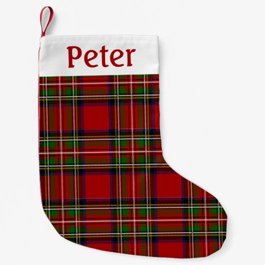 Personalized Red Tartan Christmas Stocking  スモールクリスマスストッキング (正面)