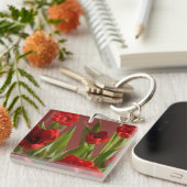 Personalized Red tulips Flower Photo Women's  キーホルダー (正面右)