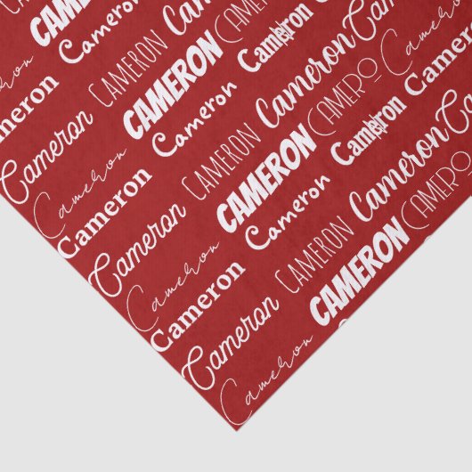 Personalized Red Typography Name Collage Christmas 薄葉紙 (詳細)