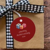 Personalized Red & White "Happy Birthday"Round フェイバータグ