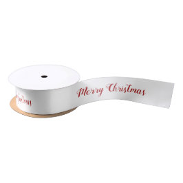 Personalized Red White Merry Christmas Script  サテンリボン