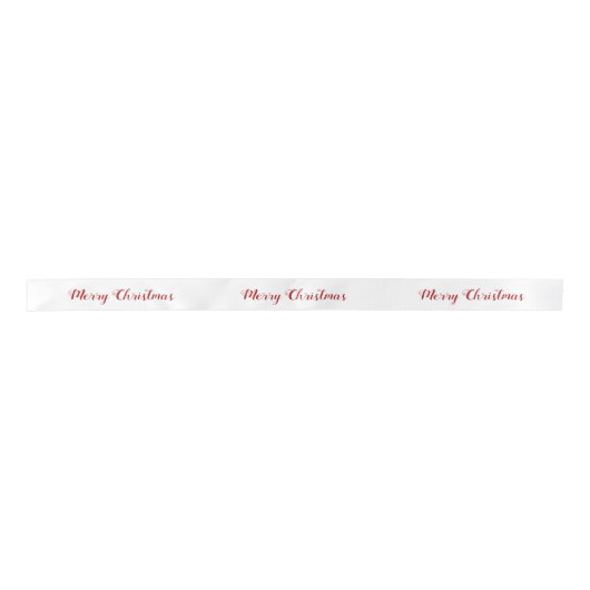 Personalized Red White Merry Christmas Script  サテンリボン (正面)