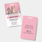 Personalized Red White Service Dog バッジ (正面＆裏面)