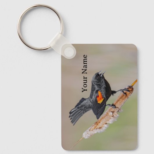 Personalized Red-Winged Blackbird Keychain キーホルダー (正面)