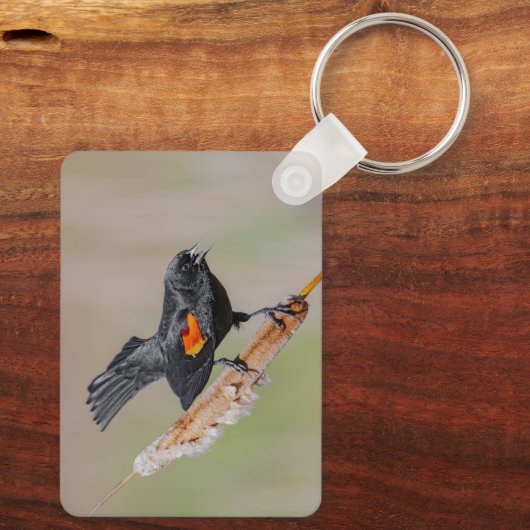 Personalized Red-Winged Blackbird Keychain キーホルダー (裏面)
