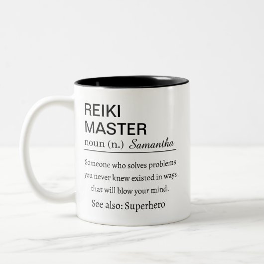 Personalized Reiki Master Definition ツートーンマグカップ (左)