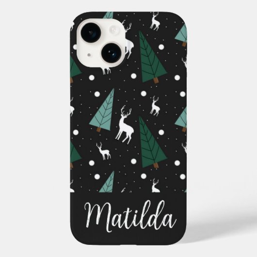 Personalized Reindeer and Christmas trees  Case-Mate iPhoneケース (裏面)