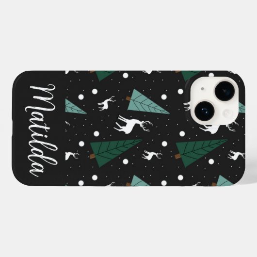 Personalized Reindeer and Christmas trees  Case-Mate iPhoneケース (裏面 (横))