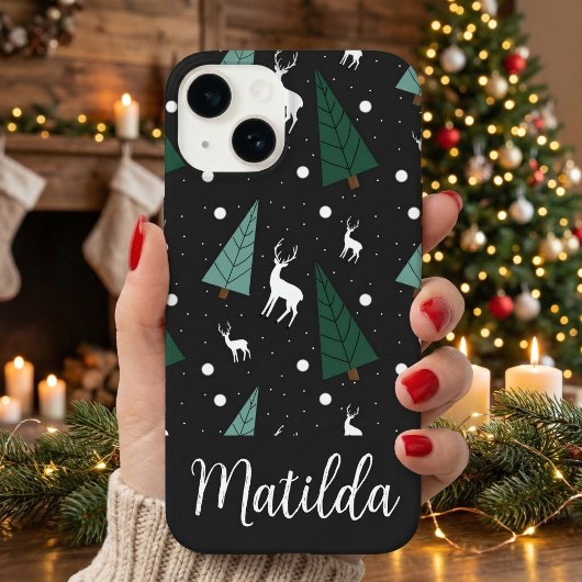 Personalized Reindeer and Christmas trees  Case-Mate iPhoneケース