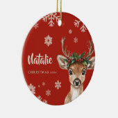 Personalized Reindeer Christmas Ornament Snowflake セラミックオーナメント (右)