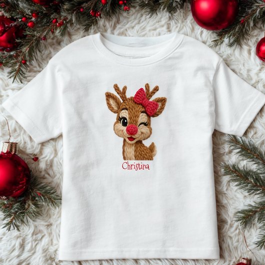 Personalized Reindeer Christmas Youth Shirt トドラーTシャツ