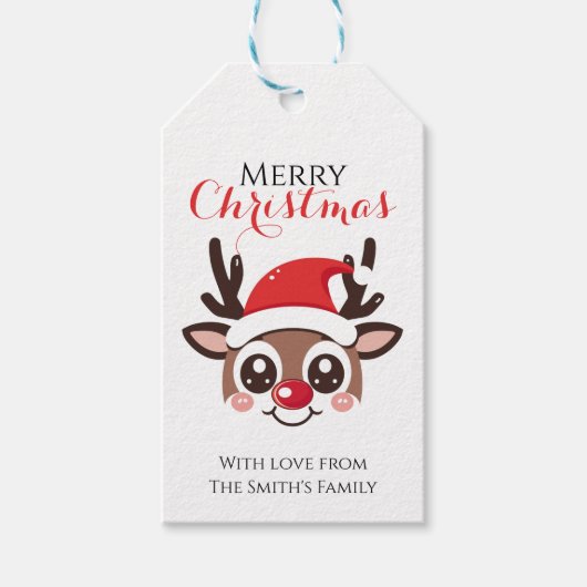 Personalized Reindeer Gift Tag – Custom Christmas  ギフトタグ (正面)