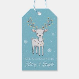 Personalized Reindeer Merry Bright Christmas ギフトタグ