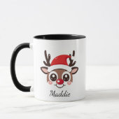 Personalized Reindeer Mug – Custom Christmas Gift マグカップ (左)