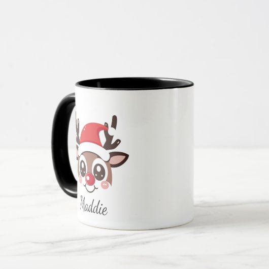 Personalized Reindeer Mug – Custom Christmas Gift マグカップ (正面左)