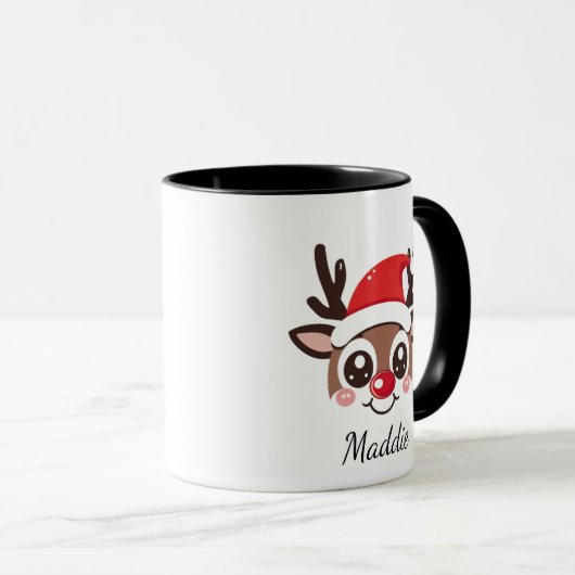 Personalized Reindeer Mug – Custom Christmas Gift マグカップ (正面右)