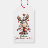 Personalized Reindeer “Oh Deer Christmas Is Here” ギフトタグ (正面)