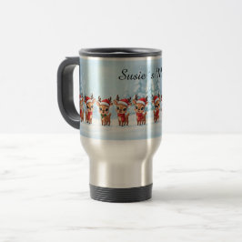 Personalized Reindeer Travel Mug, Custom Name, Chr トラベルマグ