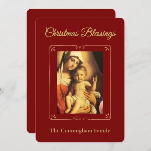 Personalized Religious Christmas Blessings Card シーズンカード (正面/裏面)