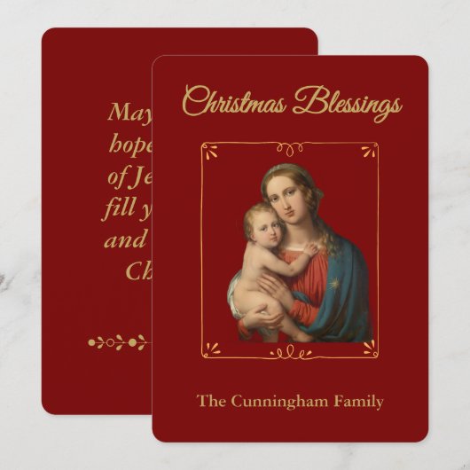 Personalized Religious Christmas Blessings Card シーズンカード (正面/裏面)
