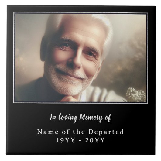 Personalized Remembrance Keepsake Photo Name Dates タイル (正面)