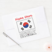 Personalized Republic of Korea Flag Square Label スクエアシール (封筒)