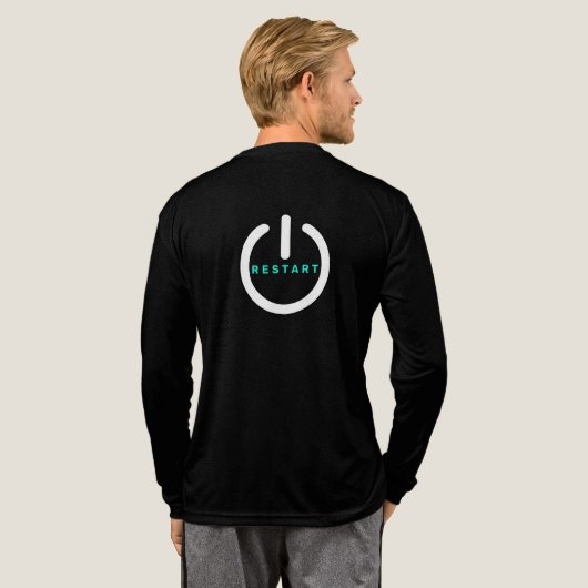 Personalized Restart Text Reset Button Funny Gift トライブレンドＴシャツ (背面全体)