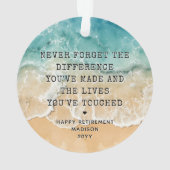 Personalized Retirement Modern Blue Ocean Beach オーナメント (裏面)