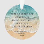 Personalized Retirement Modern Blue Ocean Beach オーナメント (正面)