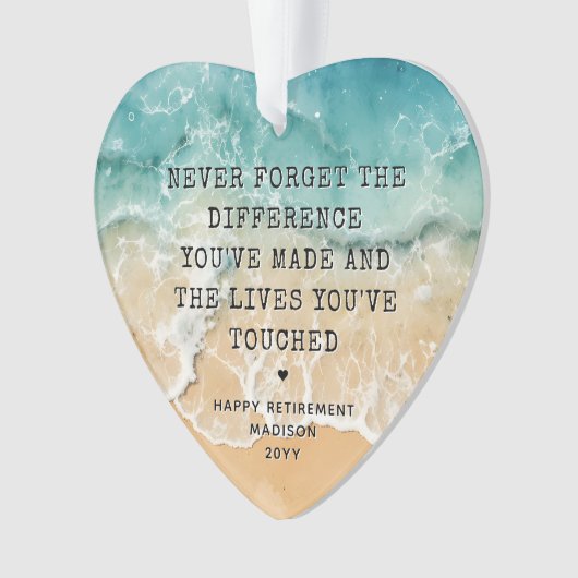 Personalized Retirement Modern Blue Ocean Beach オーナメント (正面)