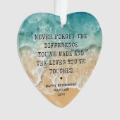 Personalized Retirement Modern Blue Ocean Beach オーナメント (正面)