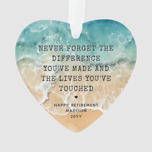 Personalized Retirement Modern Blue Ocean Beach オーナメント (裏面)