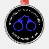 Personalized Retirement Police Handcuffs メタルオーナメント (正面)