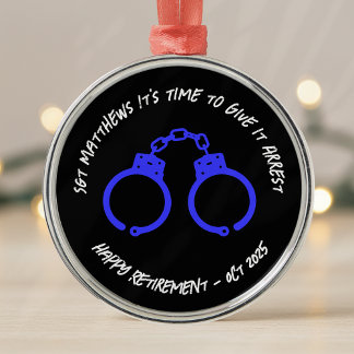 Personalized Retirement Police Handcuffs メタルオーナメント