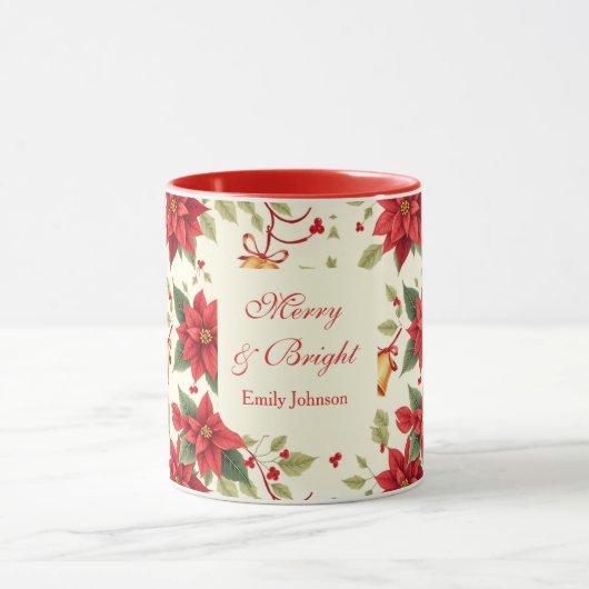 Personalized Retro Christmas Floral マグカップ (中央)