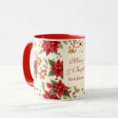 Personalized Retro Christmas Floral マグカップ (正面左)