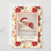 Personalized Retro Christmas Floral Stationery  シーズンカード (正面)