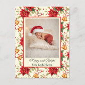 Personalized Retro Christmas Floral Stationery  シーズンポストカード (正面)