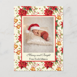Personalized Retro Christmas Floral Stationery シーズンポストカード