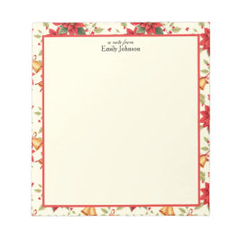 Personalized Retro Christmas Floral Stationery ノートパッド