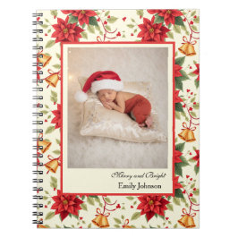 Personalized Retro Christmas Floral Stationery ノートブック