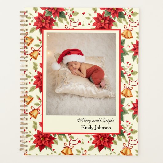 Personalized Retro Christmas Floral Stationery  プランナー手帳 (正面)