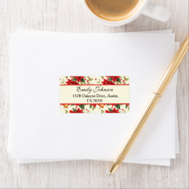 Personalized Retro Christmas Floral Stationery ラベル